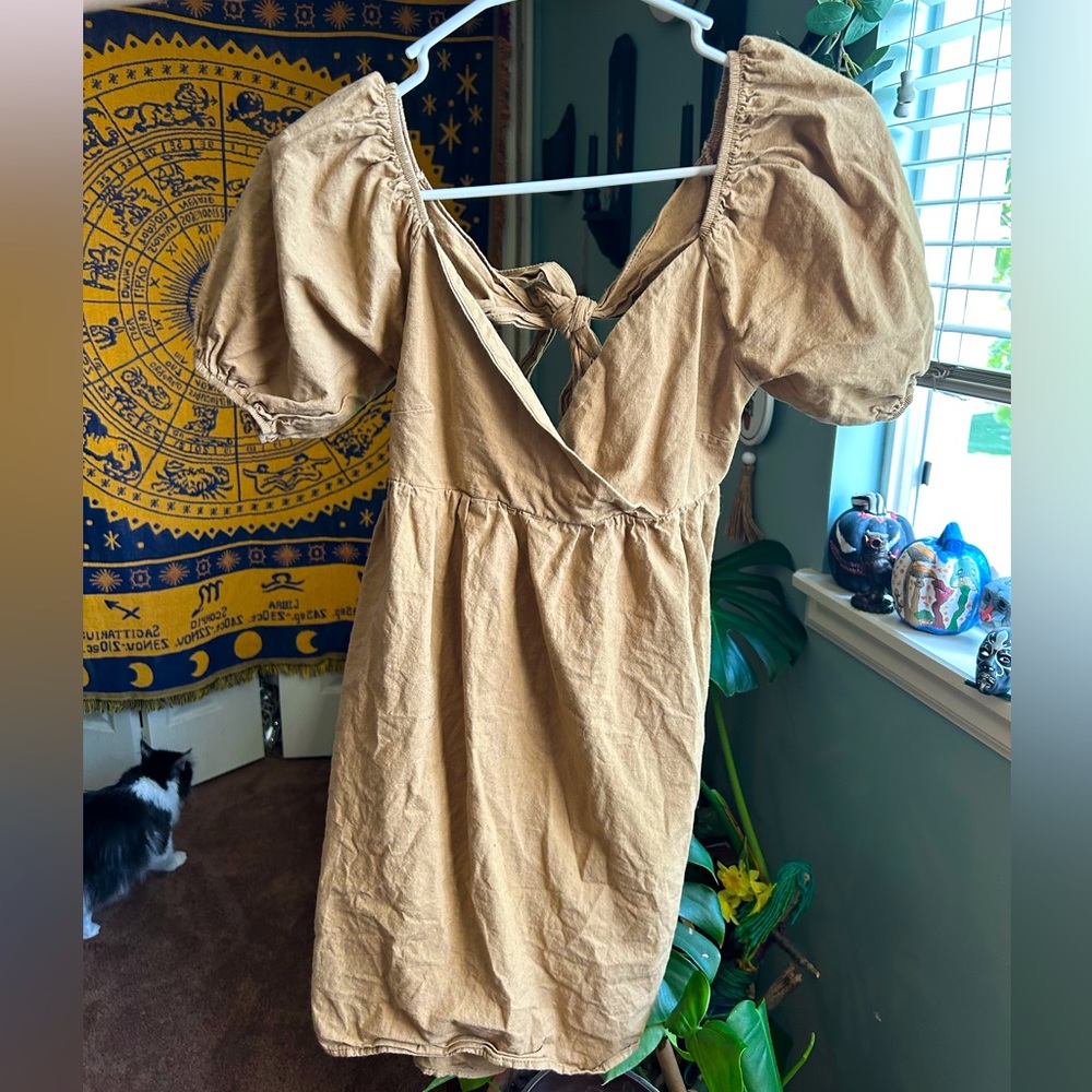 Brown Back Tied Summer Dress